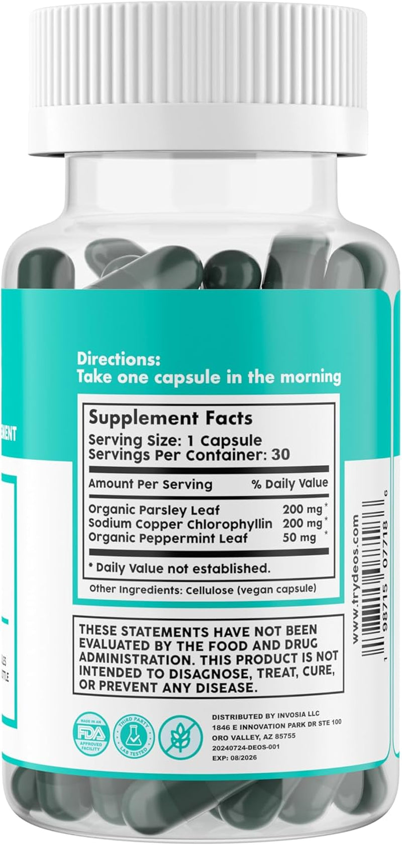 Internal Deodorant Supplement – Full Body Deodorizer for Gut Health, Skin Health, Detox & Digestion Support – Natural Odor Control Chlorophyll Pills for Head-To-Toe Freshness | 30 Capsules