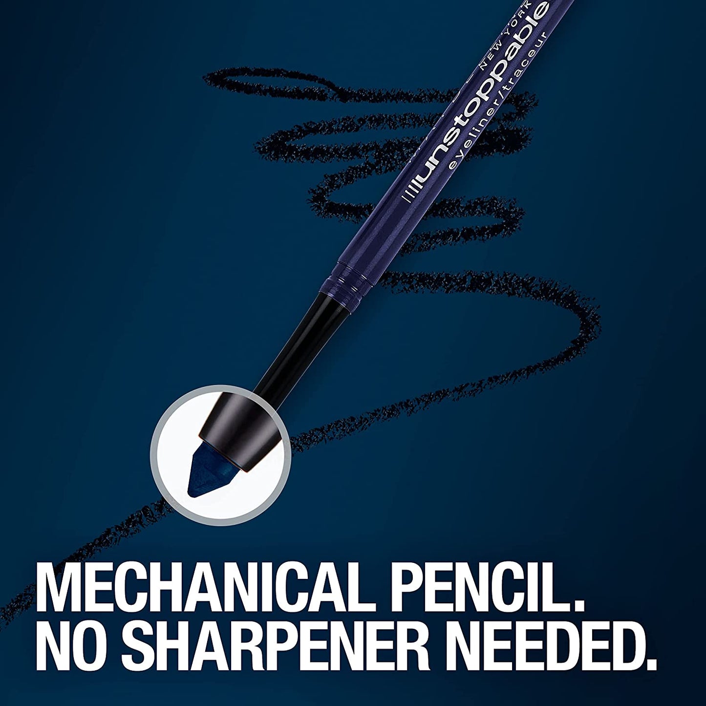 Unstoppable Waterproof Mechanical Black Eyeliner Pencil, Easy to Apply, Smooth Glide, up to 24 Hour Wear, Onyx