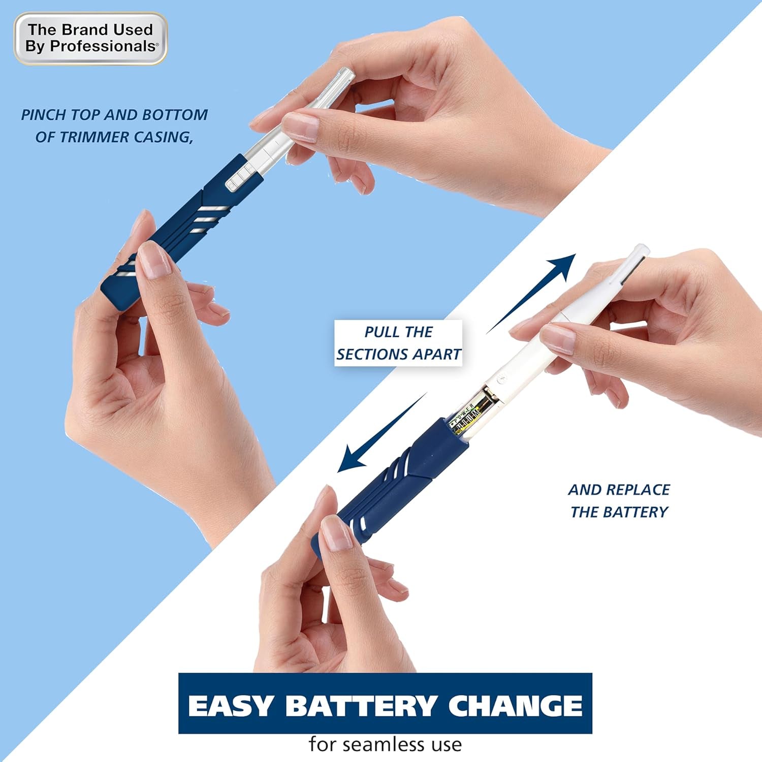 Dualtech® Lithium Battery Dual Sided Eyebrow, Bikini, and Facial Hair Removal Trimmer for Women with Rubber Grip – Model 3026636