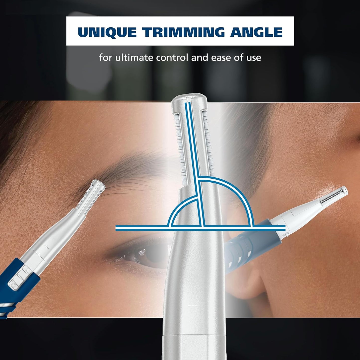 Dualtech® Lithium Battery Dual Sided Eyebrow, Bikini, and Facial Hair Removal Trimmer for Women with Rubber Grip – Model 3026636