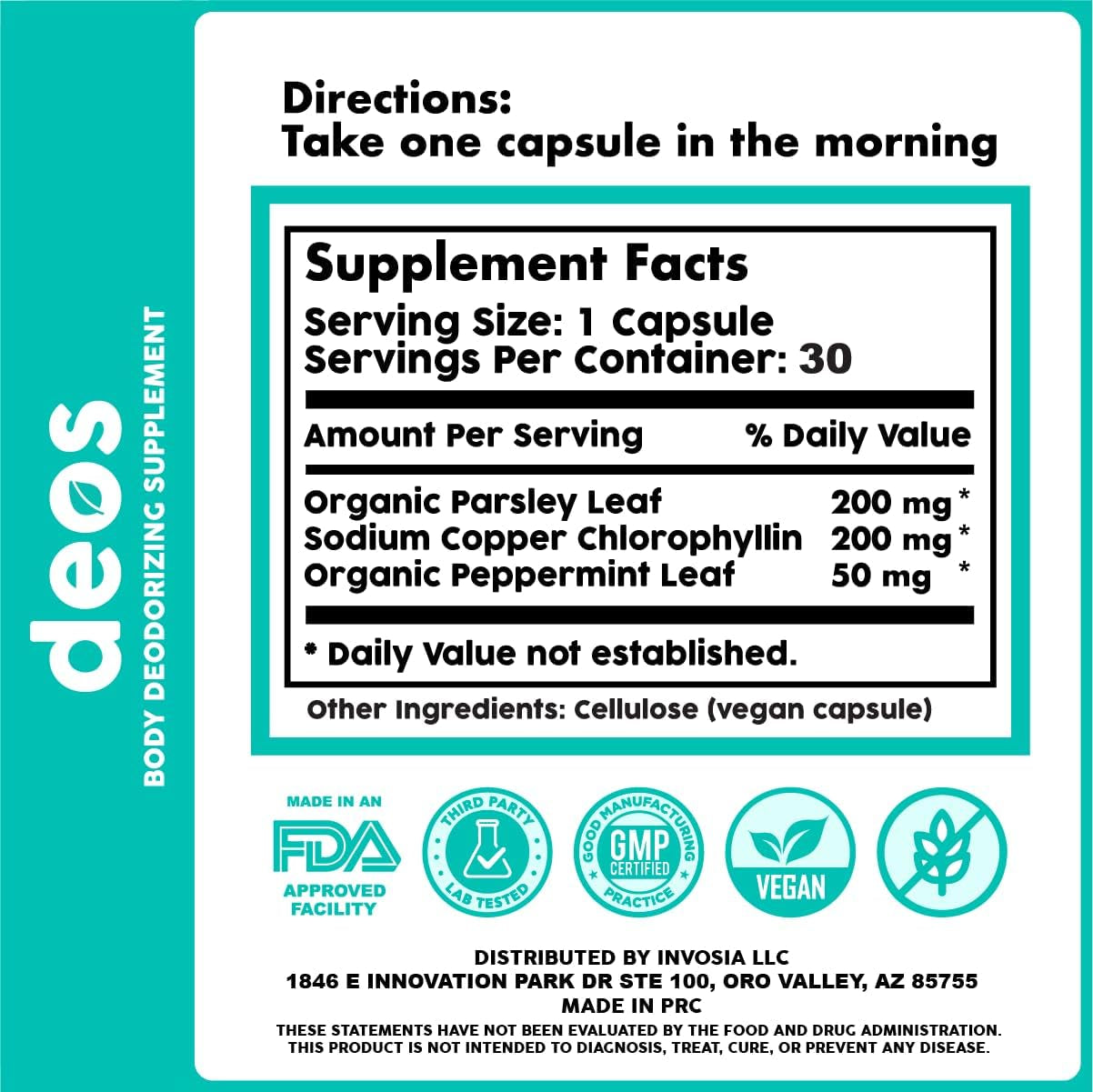 Internal Deodorant Supplement – Full Body Deodorizer for Gut Health, Skin Health, Detox & Digestion Support – Natural Odor Control Chlorophyll Pills for Head-To-Toe Freshness | 30 Capsules