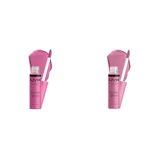 NYX Butter Gloss Non-Sticky Lip Gloss Merengue (Pink Lilac) & Eclair (Pink) Bundle