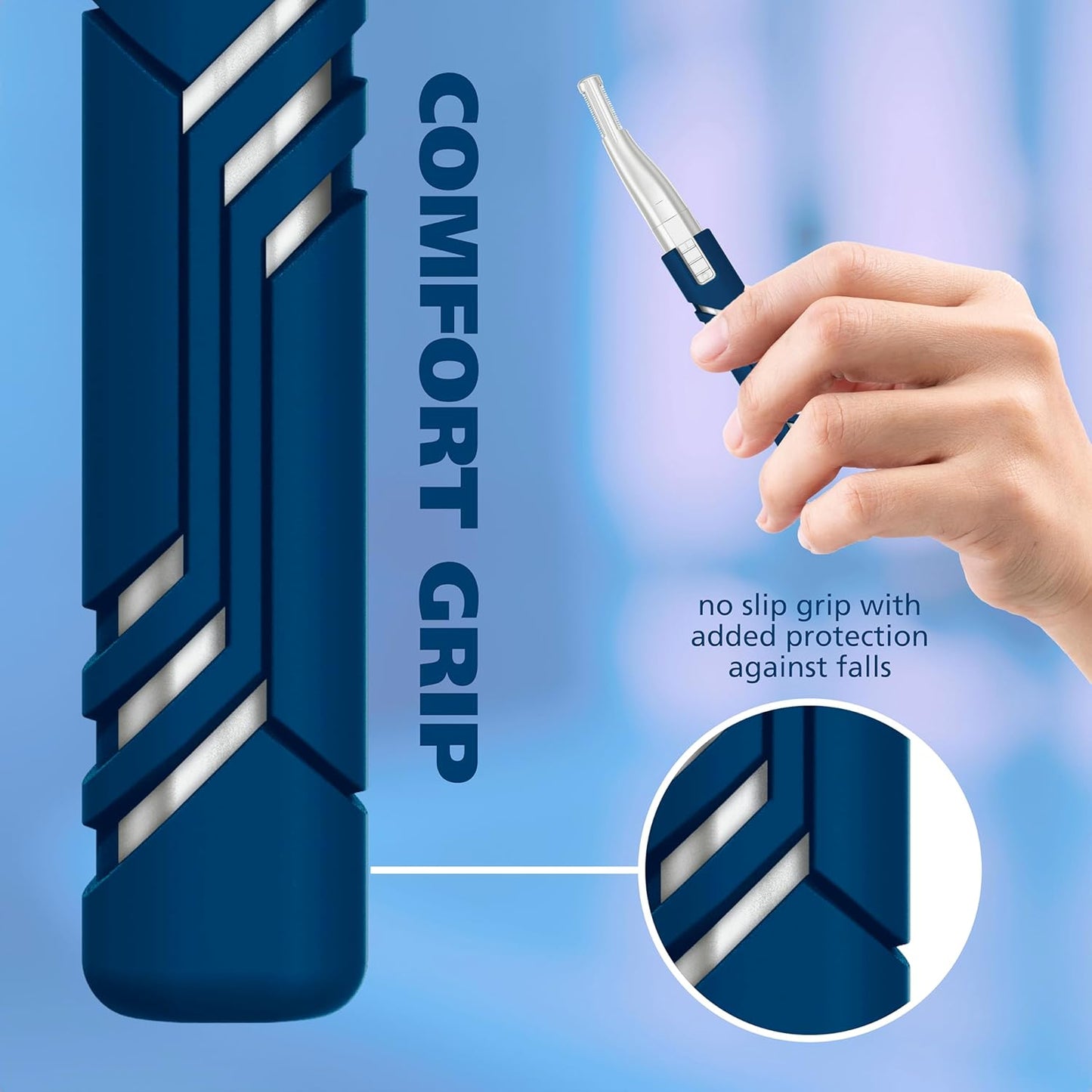 Dualtech® Lithium Battery Dual Sided Eyebrow, Bikini, and Facial Hair Removal Trimmer for Women with Rubber Grip – Model 3026636