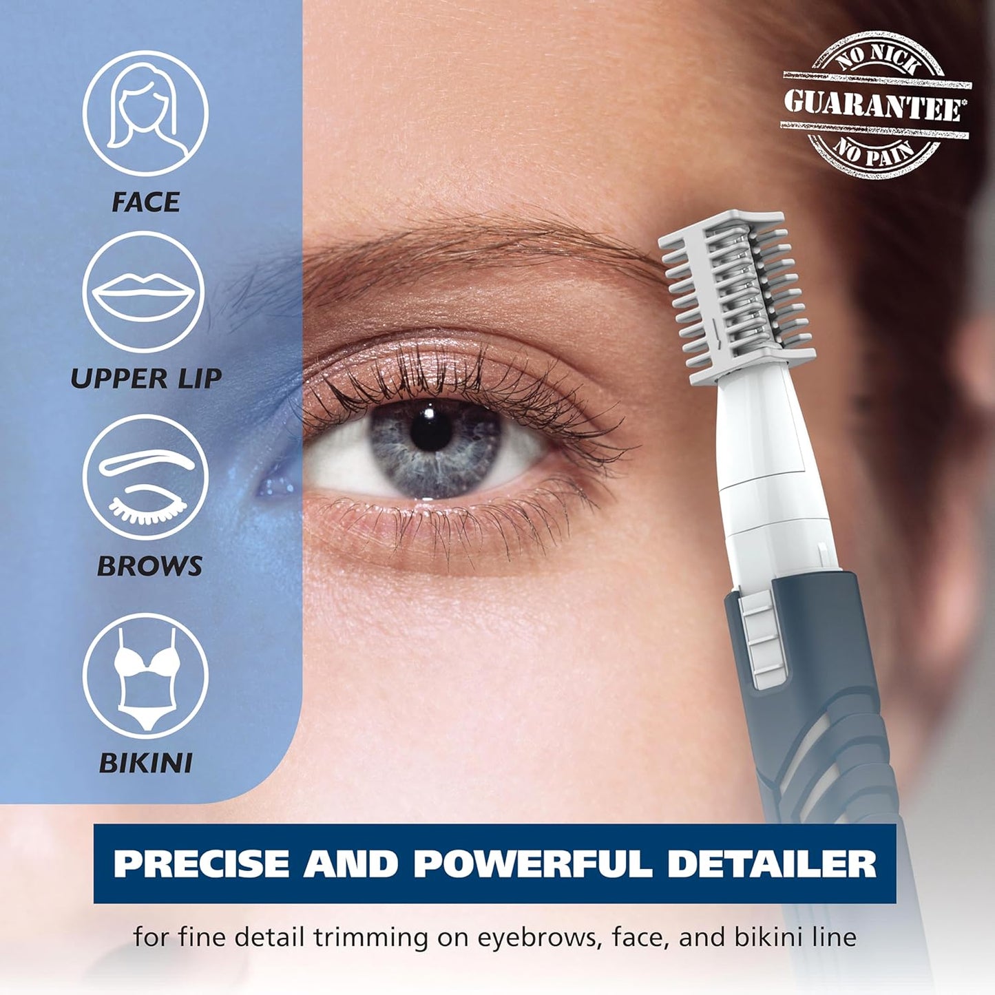 Dualtech® Lithium Battery Dual Sided Eyebrow, Bikini, and Facial Hair Removal Trimmer for Women with Rubber Grip – Model 3026636