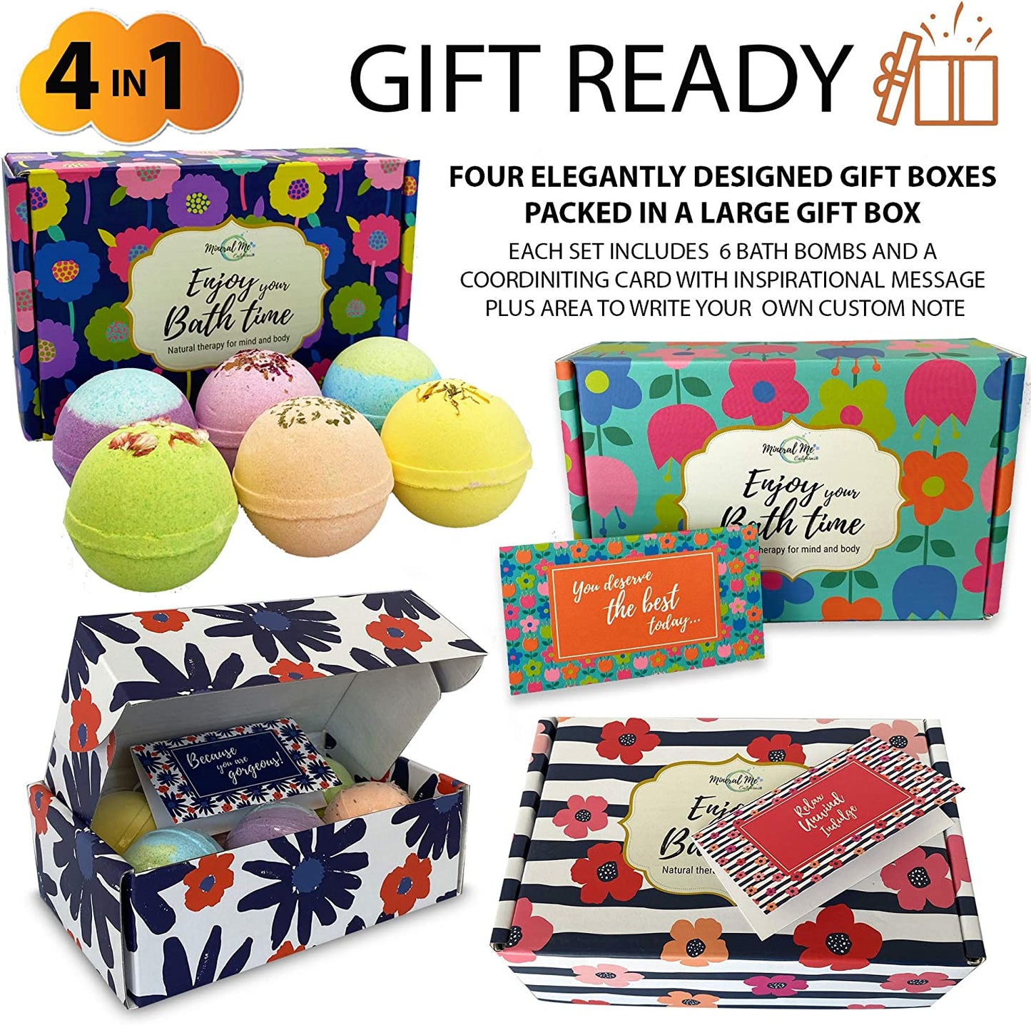 Bath Bombs for Women Gift Set - 24 Natural and Organic Bath Bombs with Essential Oils & Moisturizing Shea Butter, Spa Birthday Gift, Selfcare Gifts for Her, Women, Teen Girls, Kids, Bridesmaid Gift