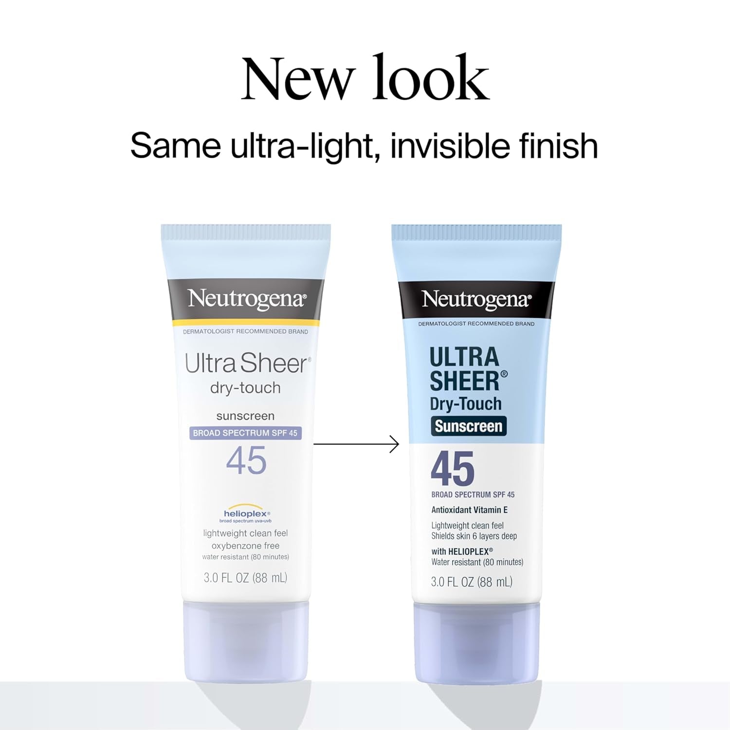 Ultra Sheer Dry-Touch Sunscreen for Face & Body, SPF 45 Broad Spectrum UVA/UVB Protection, Lightweight Water Resistant & Non-Greasy, Travel Size Sunscreen, 3 Fl. Oz 2 Pack