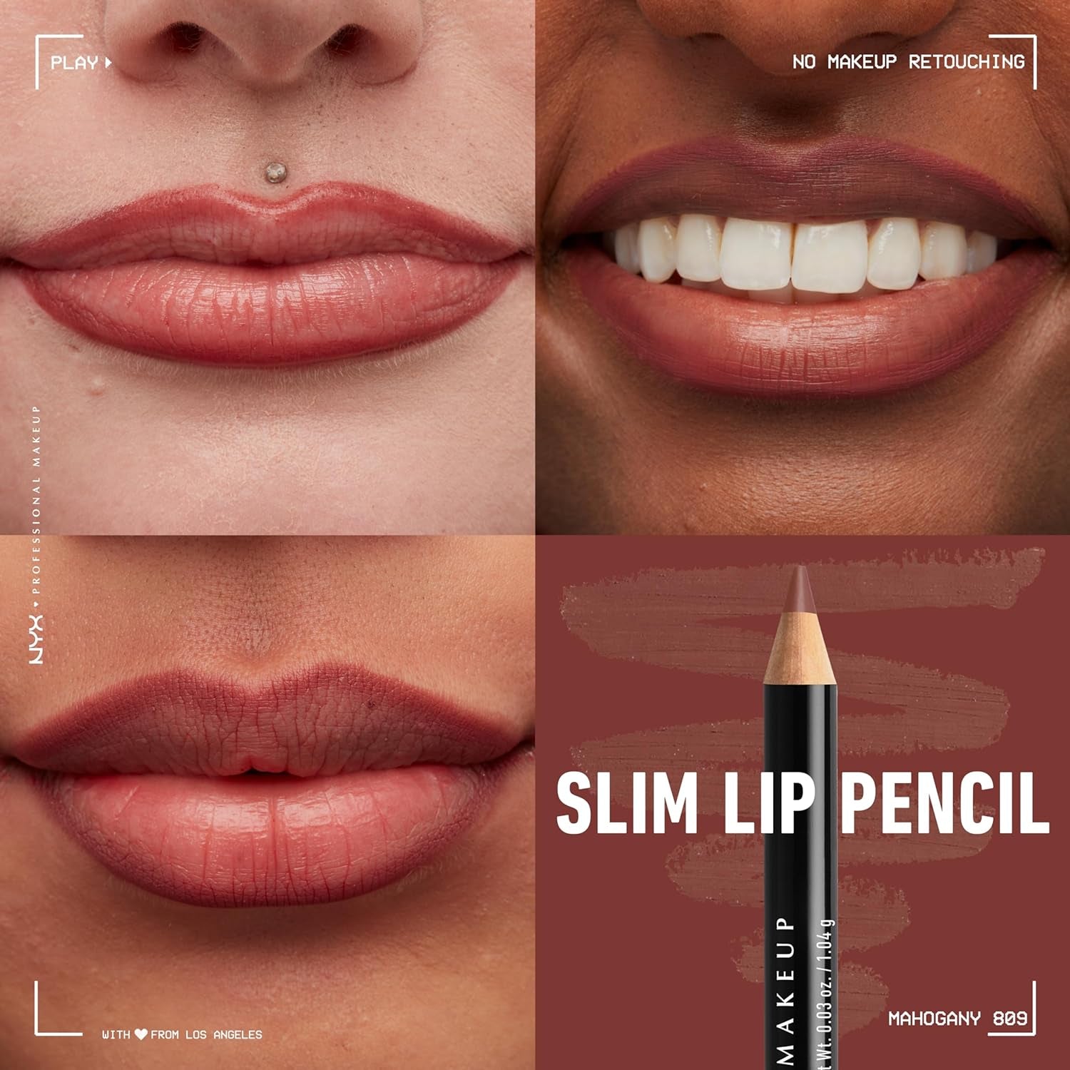 Slim Lip Pencil 2-Pack - Mahogany & Natural Long-Lasting Creamy Lip Liners