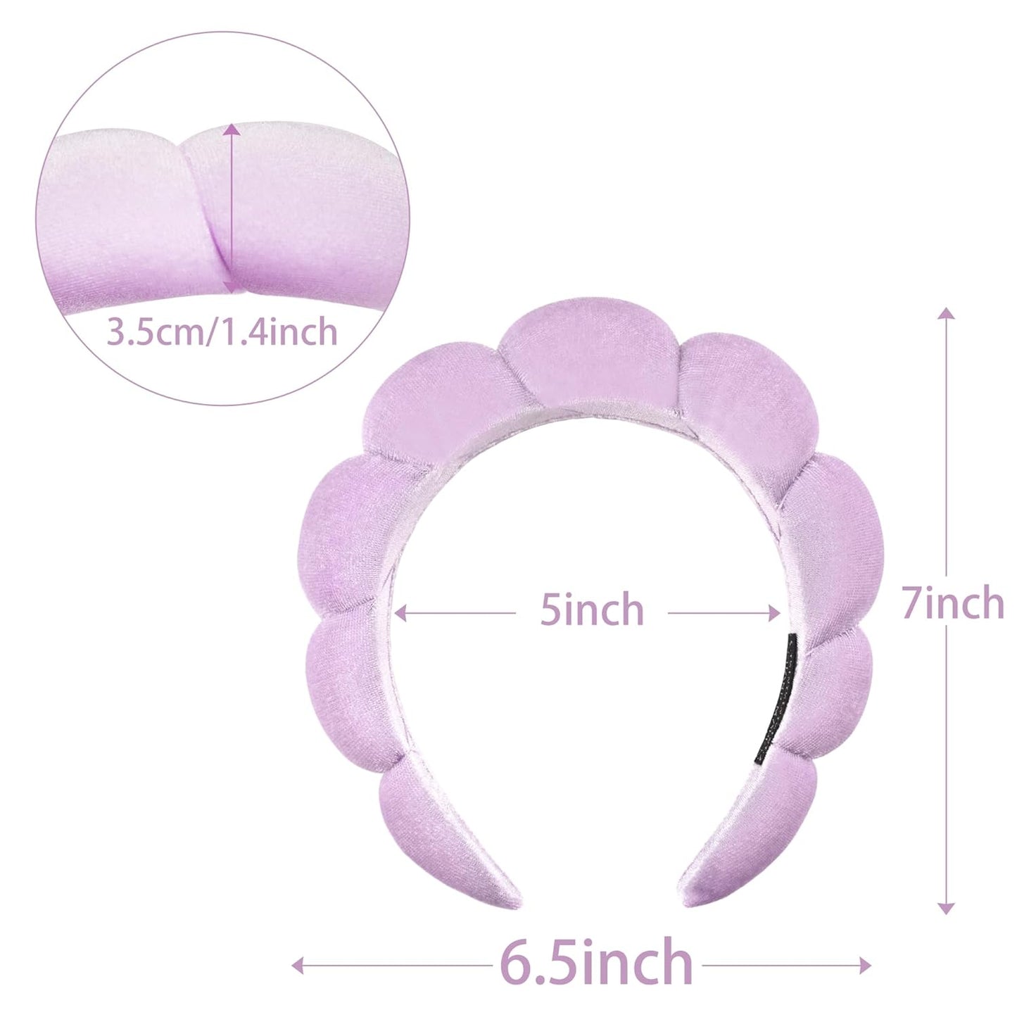 Spa Headband for Women Sponge Headband for Washing Face Clouds Soft Hairband Makeup Headbands for Women Girls Shower Makeup Skincare (Purple)