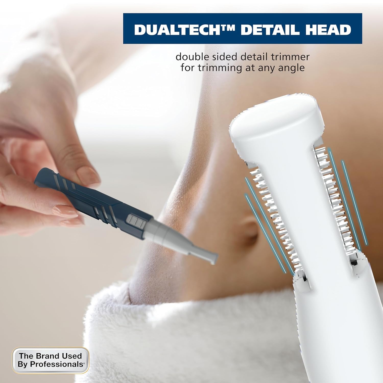 Dualtech® Lithium Battery Dual Sided Eyebrow, Bikini, and Facial Hair Removal Trimmer for Women with Rubber Grip – Model 3026636