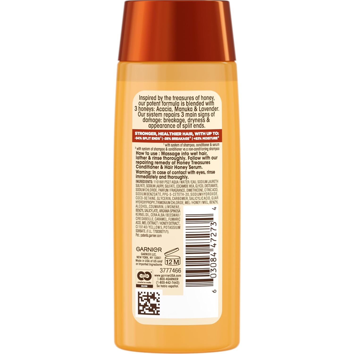 Whole Blends Honey Treasures Repairing Shampoo, for Dry, Damaged Hair, 3 Fl Oz (Travel Size), 1 Count (Packaging May Vary)