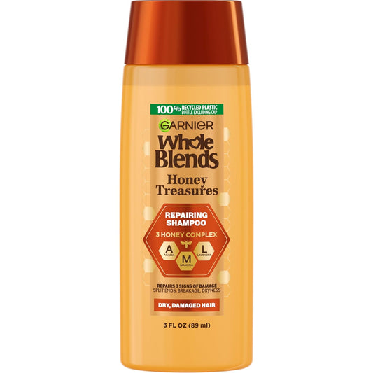 Whole Blends Honey Treasures Repairing Shampoo, for Dry, Damaged Hair, 3 Fl Oz (Travel Size), 1 Count (Packaging May Vary)
