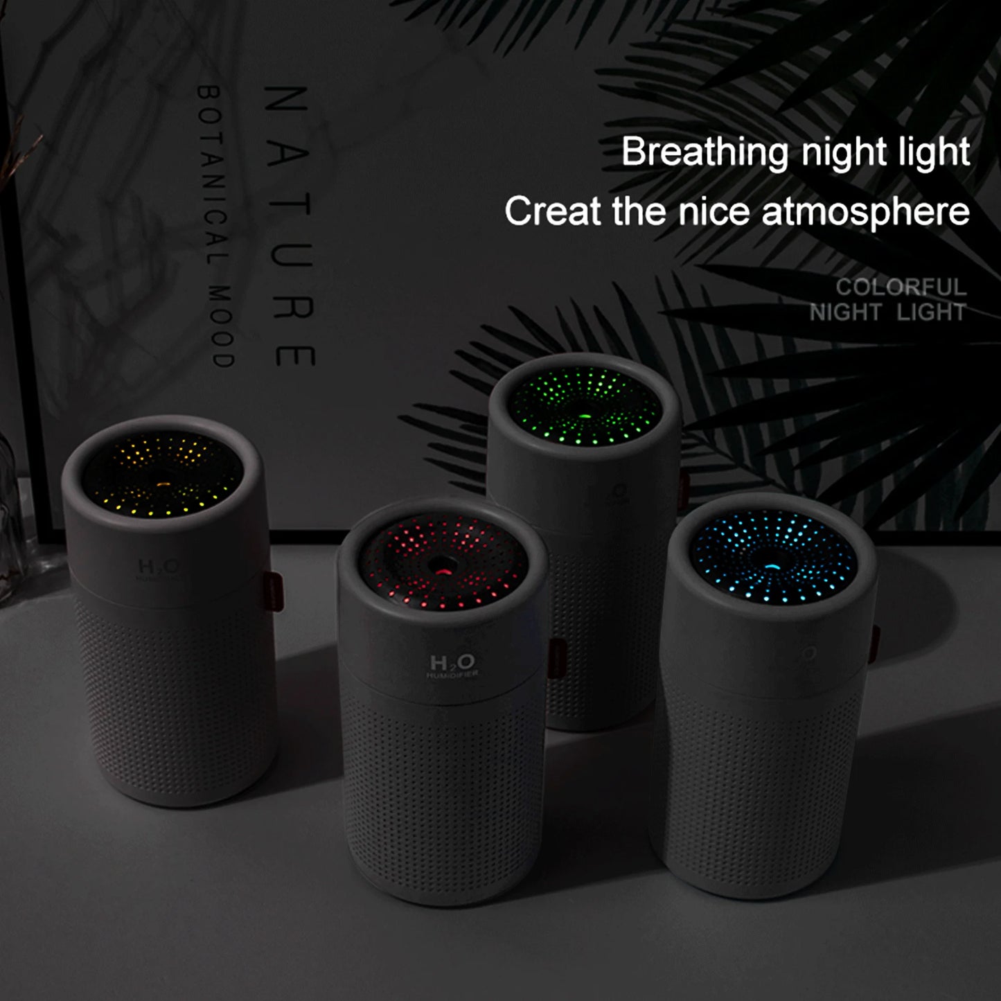 750Ml Cool Mist Ultrasonic Humidifier for Large Room, 7 Color LED Light