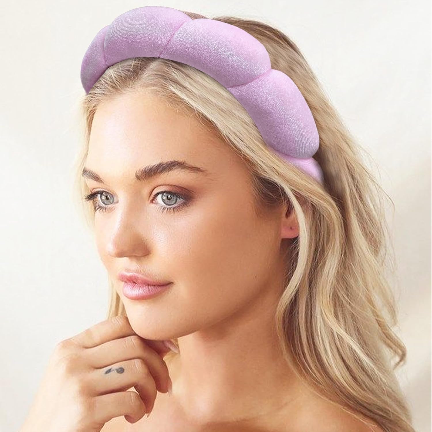 Spa Headband for Women Sponge Headband for Washing Face Clouds Soft Hairband Makeup Headbands for Women Girls Shower Makeup Skincare (Purple)