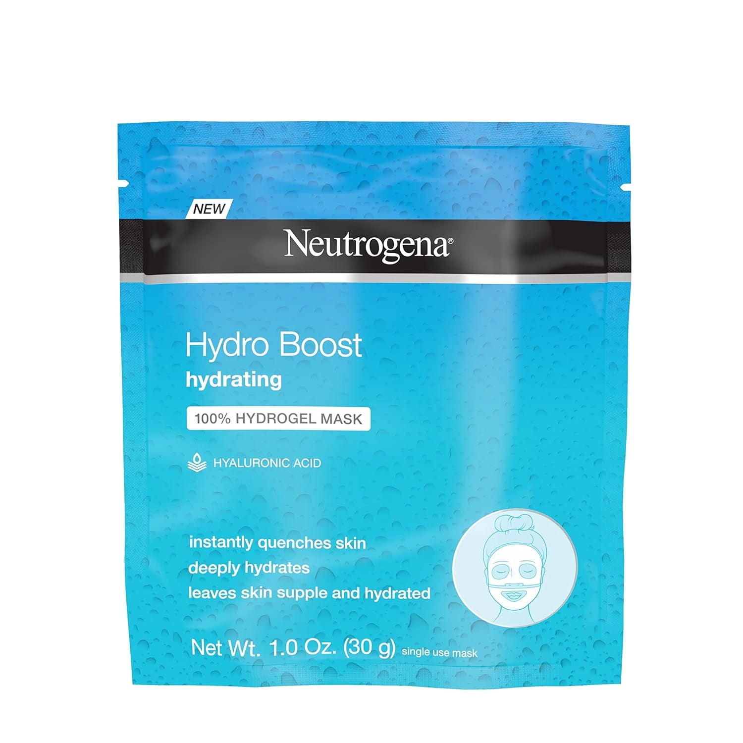Hydro Boost Moisturizing & Hydrating 100% Hydrogel Sheet Mask, Face Mask for Dry Skin with Hyaluronic Acid, Gentle & Non-Comedogenic, 1 Oz, 12 Pack
