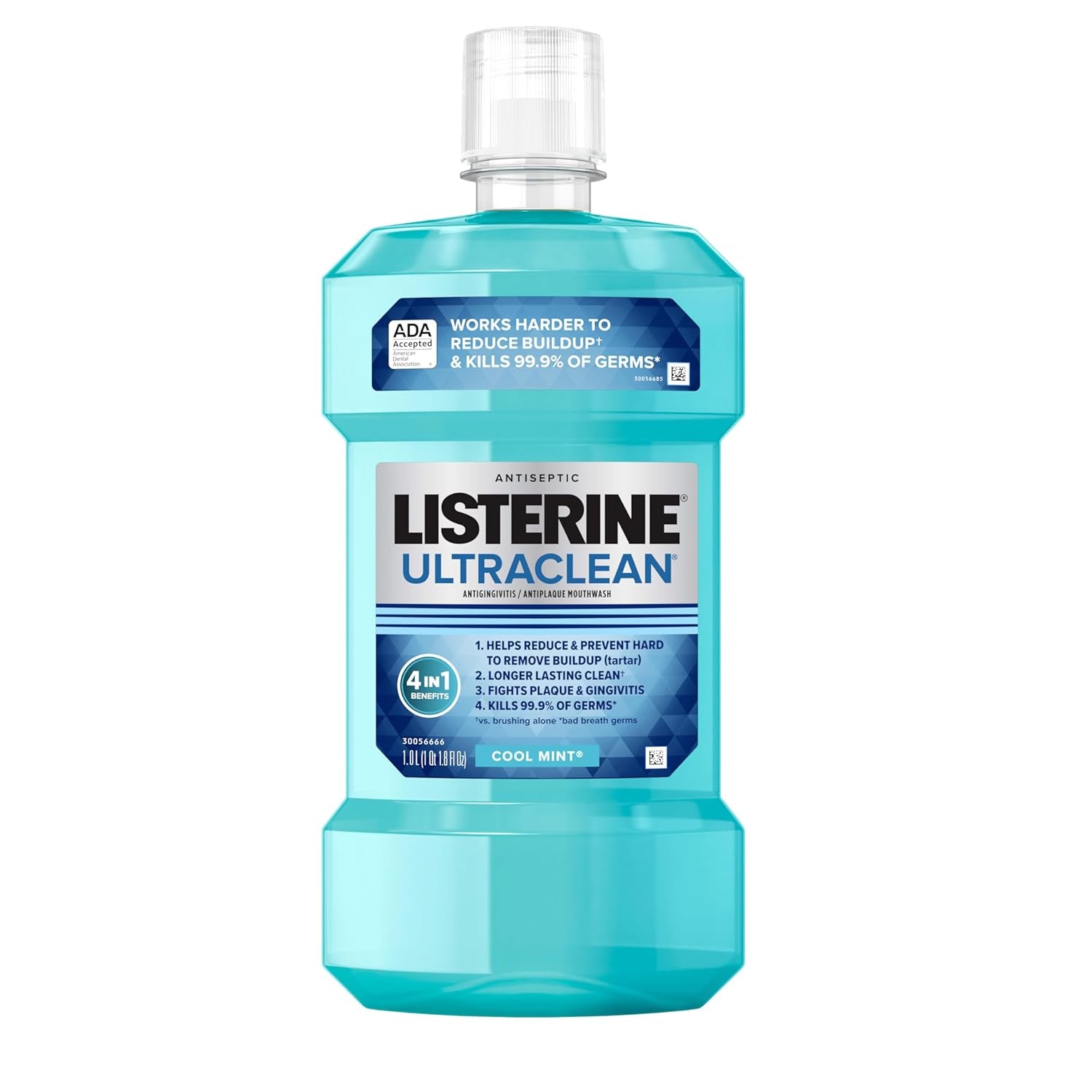 Ultraclean Oral Care Antiseptic Mouthwash, Everfresh Technology to Help Fight Bad Breath, Gingivitis, Plaque & Tartar, Ada-Accepted Tartar Control Oral Rinse, Cool Mint, 1 L