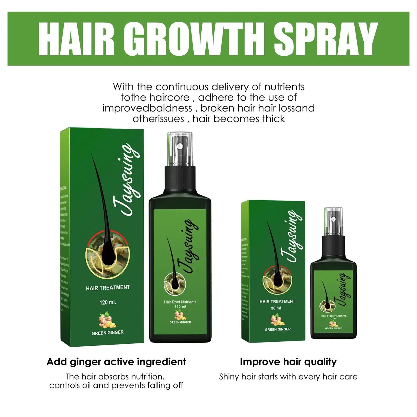 Hair Growth Spray Ginger Damaged Treatment Solution