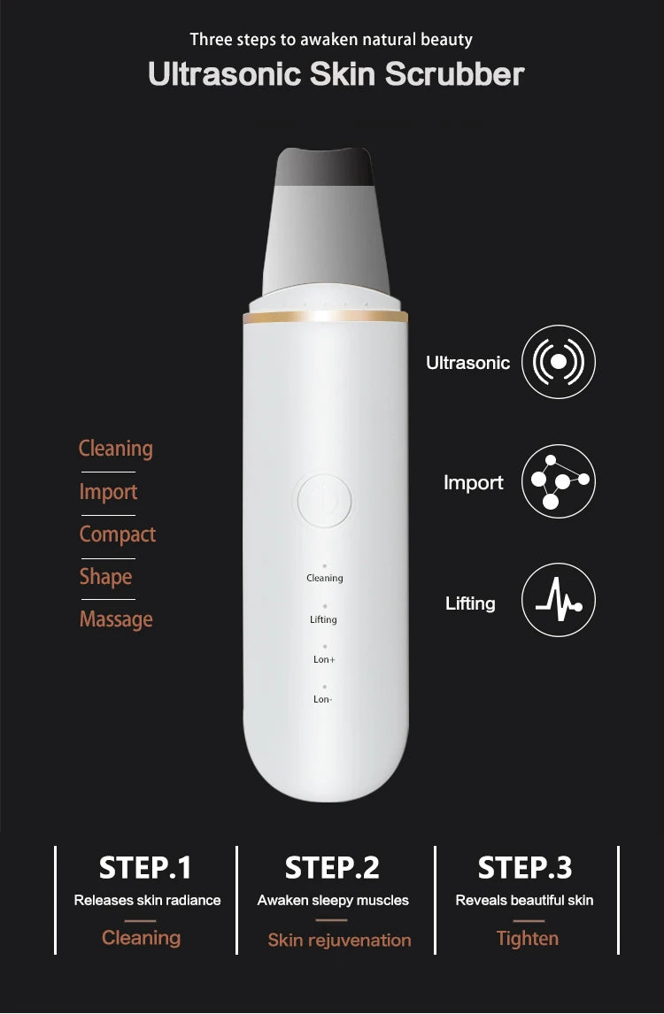 Ultrasonic Skin Scrubber Vibration Facial Lifting skin care
