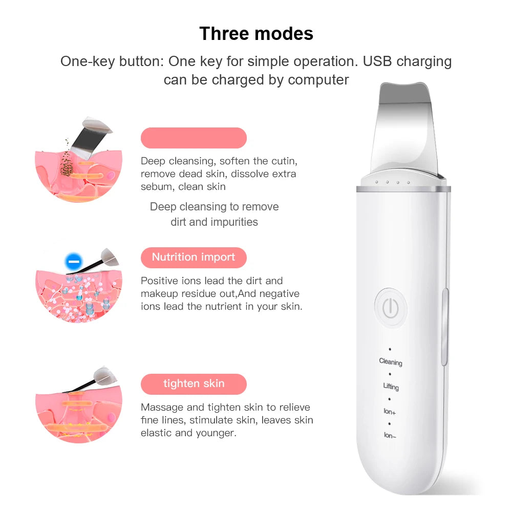 Ultrasonic Skin Scrubber Vibration Facial Lifting skin care