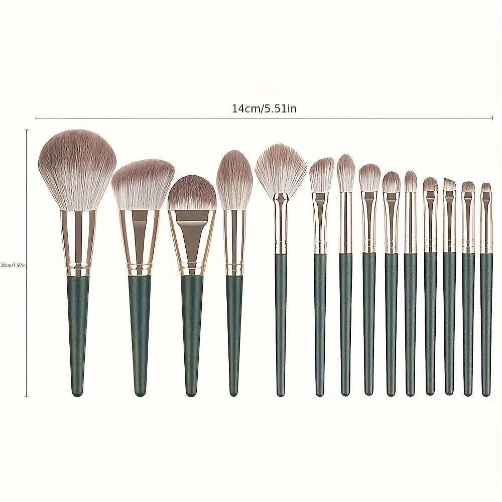 14-Piece Luxury Makeup Brush Set Professional Full Face And Eye Detail Brushes