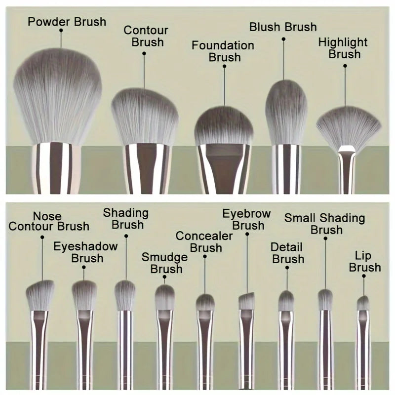 14-Piece Luxury Makeup Brush Set Professional Full Face And Eye Detail Brushes