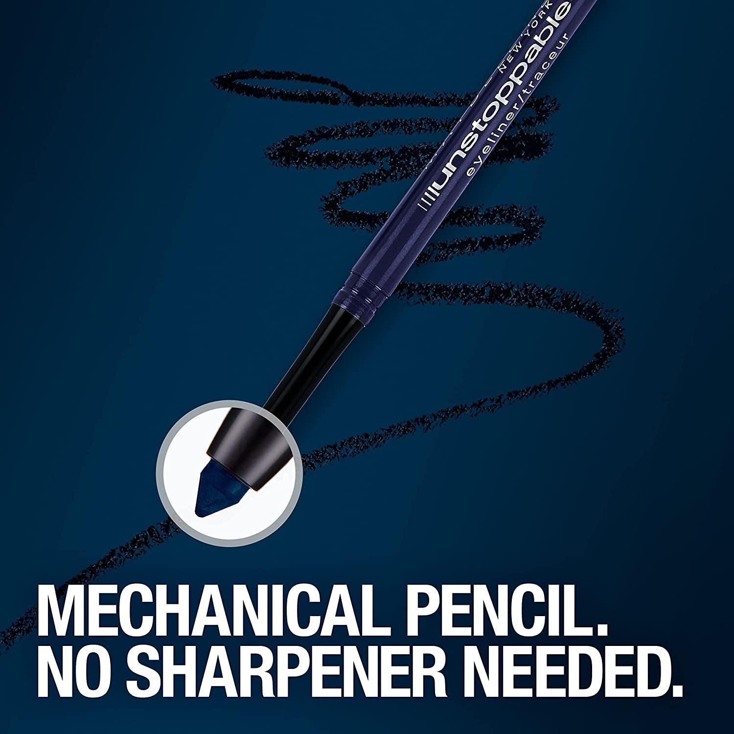 Unstoppable Waterproof Mechanical Black Eyeliner Pencil, Easy to Apply, Smooth Glide, up to 24 Hour Wear, Onyx