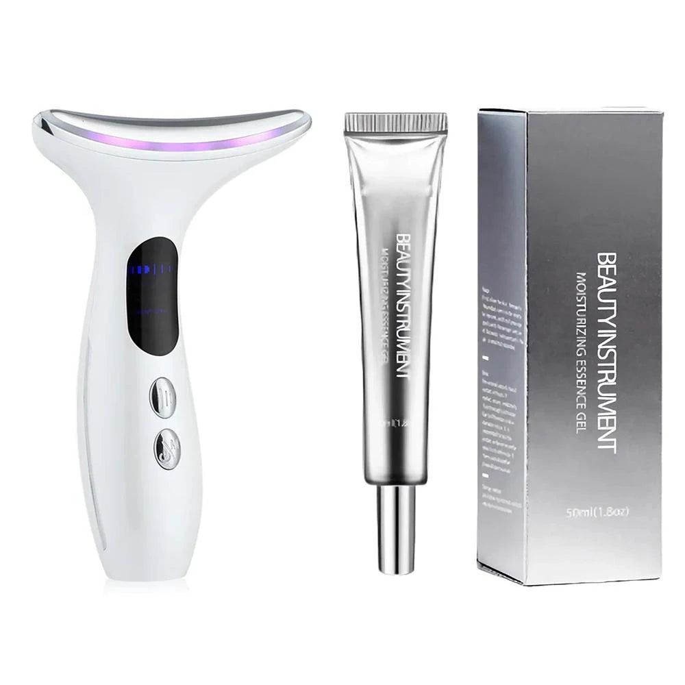 Neck Beauty Device Massage Tightening Portable Ergonomic Face and Neck Beauty Massager White