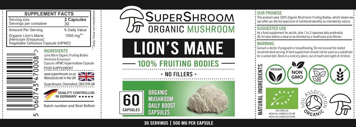 Organic Lions Mane Supplements Mushroom Powder |