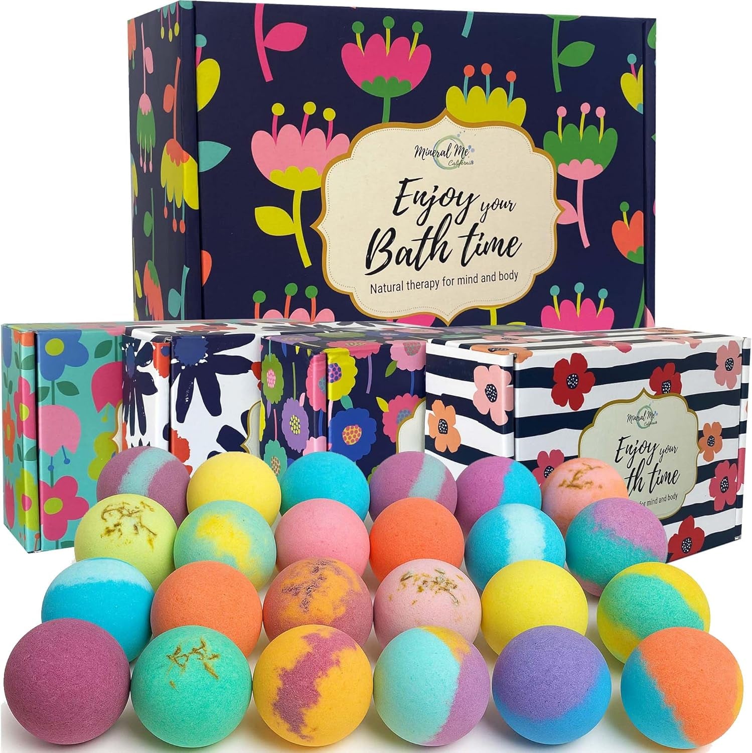 Bath Bombs for Women Gift Set - 24 Natural and Organic Bath Bombs with Essential Oils & Moisturizing Shea Butter, Spa Birthday Gift, Selfcare Gifts for Her, Women, Teen Girls, Kids, Bridesmaid Gift