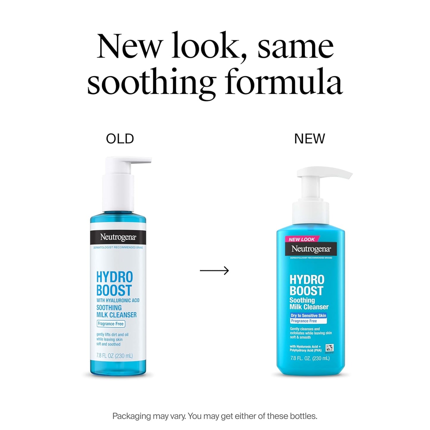 Hydro Boost Face Wash Soothing Milk Cleanser, Fragrance Free Hydrating Facial Cleanser with Hyaluronic Acid, Sensitive Skin Face Wash & Makeup Remover, 7.8 Fl Oz