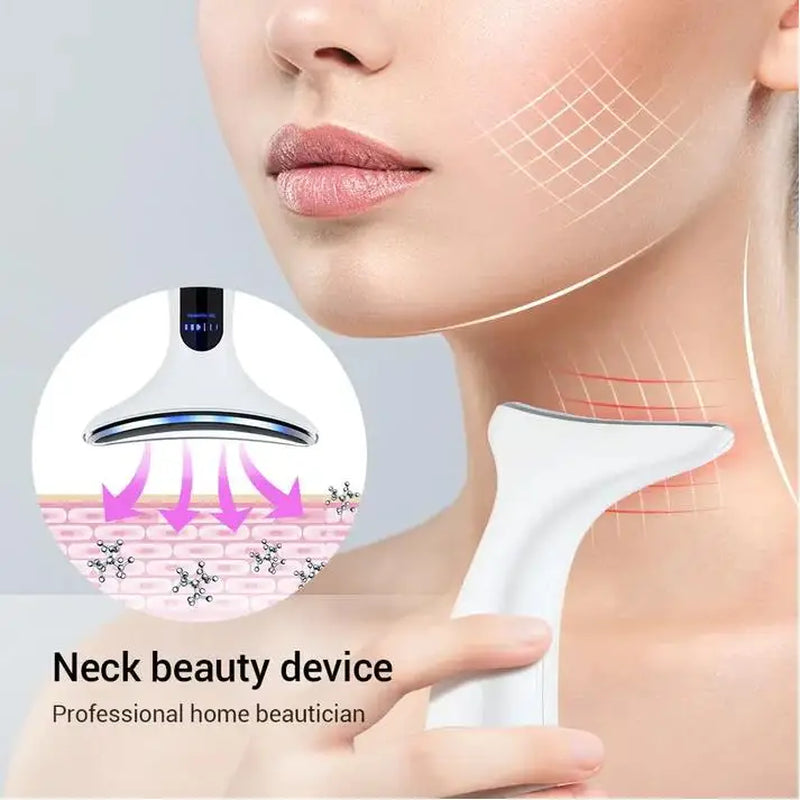 Neck Beauty Device Massage Tightening Portable Ergonomic Face and Neck Beauty Massager White