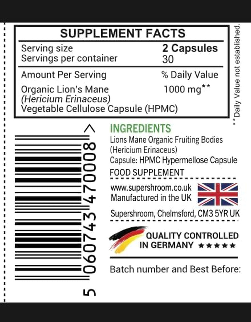 Organic Lions Mane Supplements Mushroom Powder |