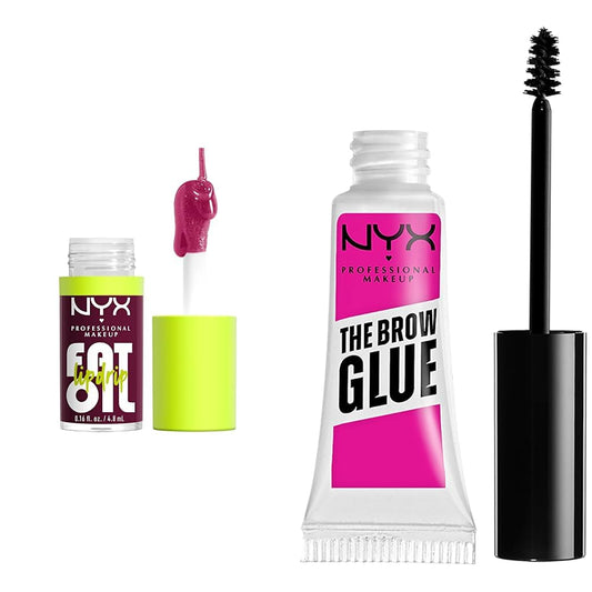 Fat Oil Lip Drip, Moisturizing, Shiny and Vegan Tinted Lip Gloss - That'S Chic (Deep Berry) & the Brow Glue, Extreme Hold Eyebrow Gel - Clear