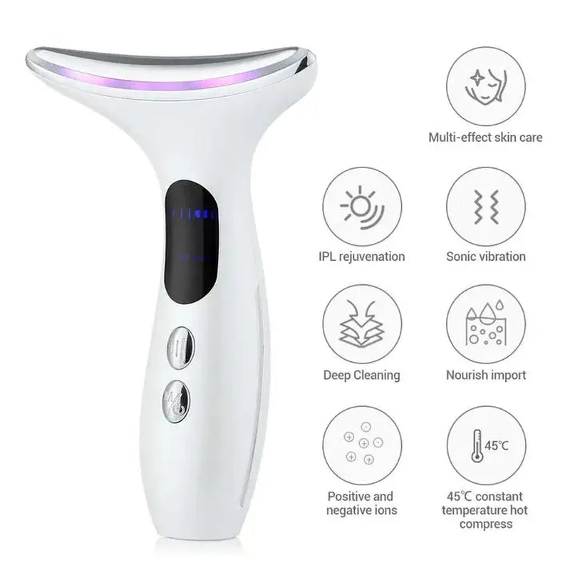 Neck Beauty Device Massage Tightening Portable Ergonomic Face and Neck Beauty Massager White