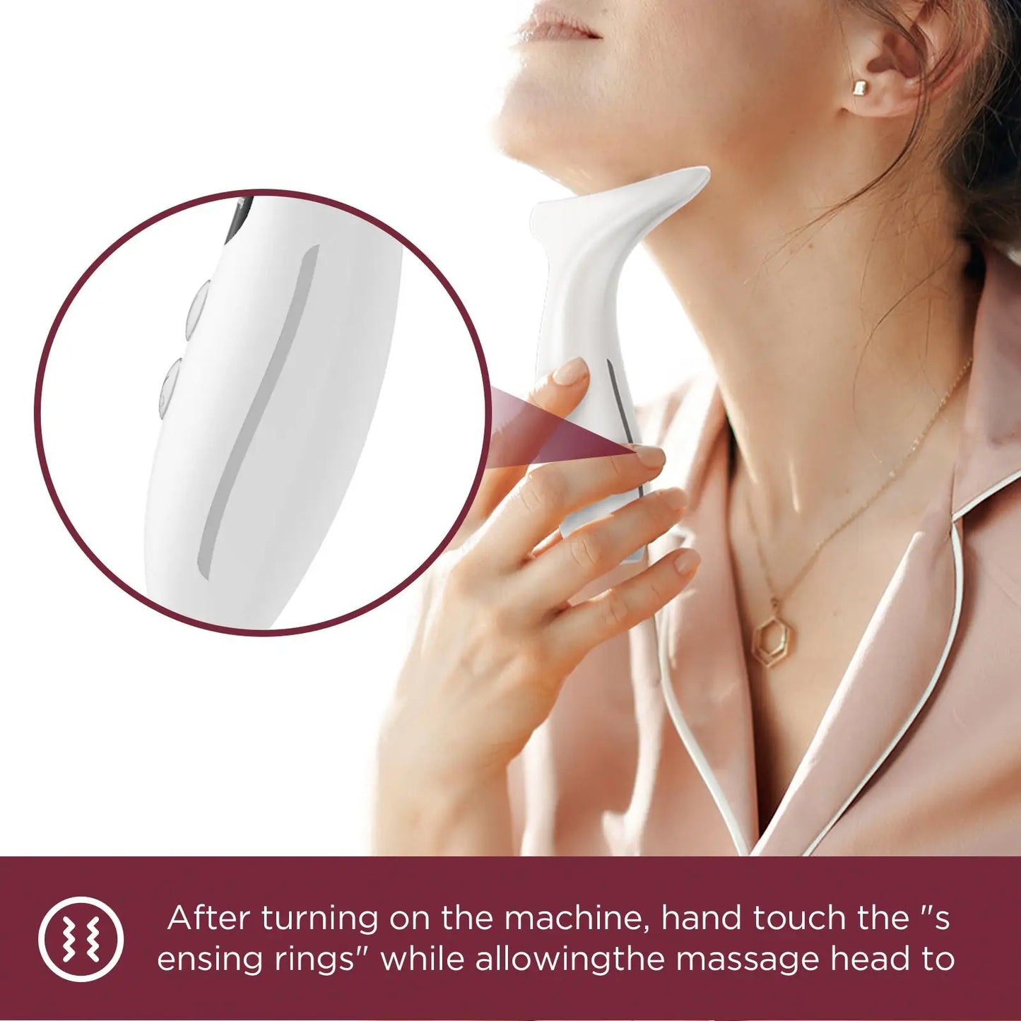 Neck Beauty Device Massage Tightening Portable Ergonomic Face and Neck Beauty Massager White