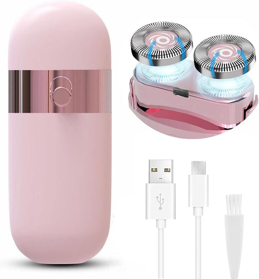 Facial Hair Remover for Women, Portable Mini Epilator, Painless Electric Shaver for Face Chin Lip Bikini Arms Underarm with LED Light USB Charging